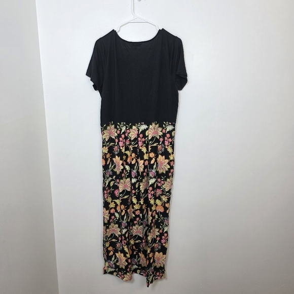 NEW J. Jill Black Colorful Floral Tropical Casual Boho Maxi Dress Size Medium - Picture 3 of 11